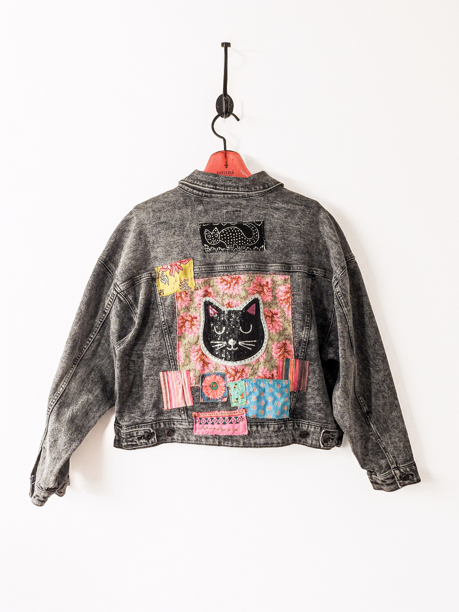 Sue Dreamer SD-64 Hand Embellished Denim Jacket L/XL "Sequence Cat"