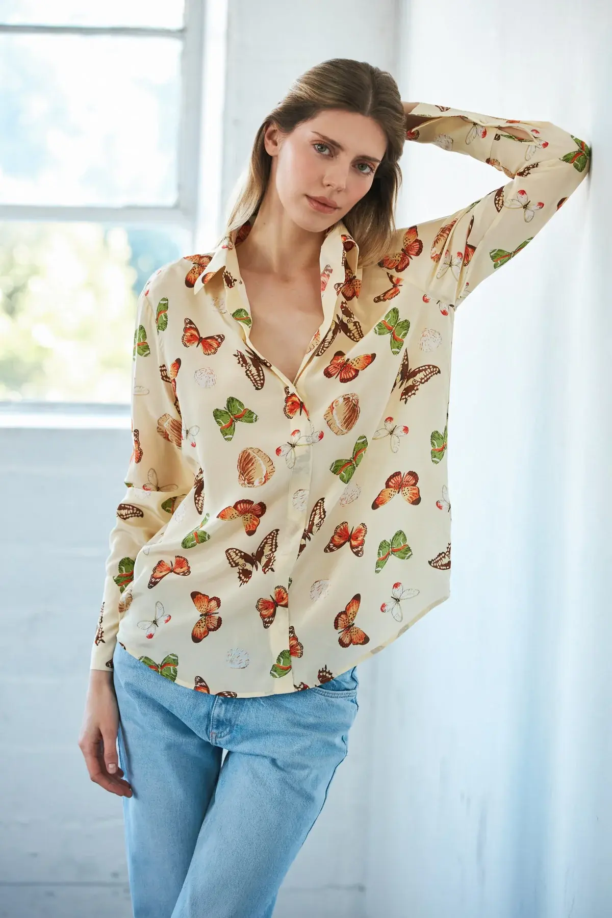 Catherinegee Daria French Cuff Silk Blouse