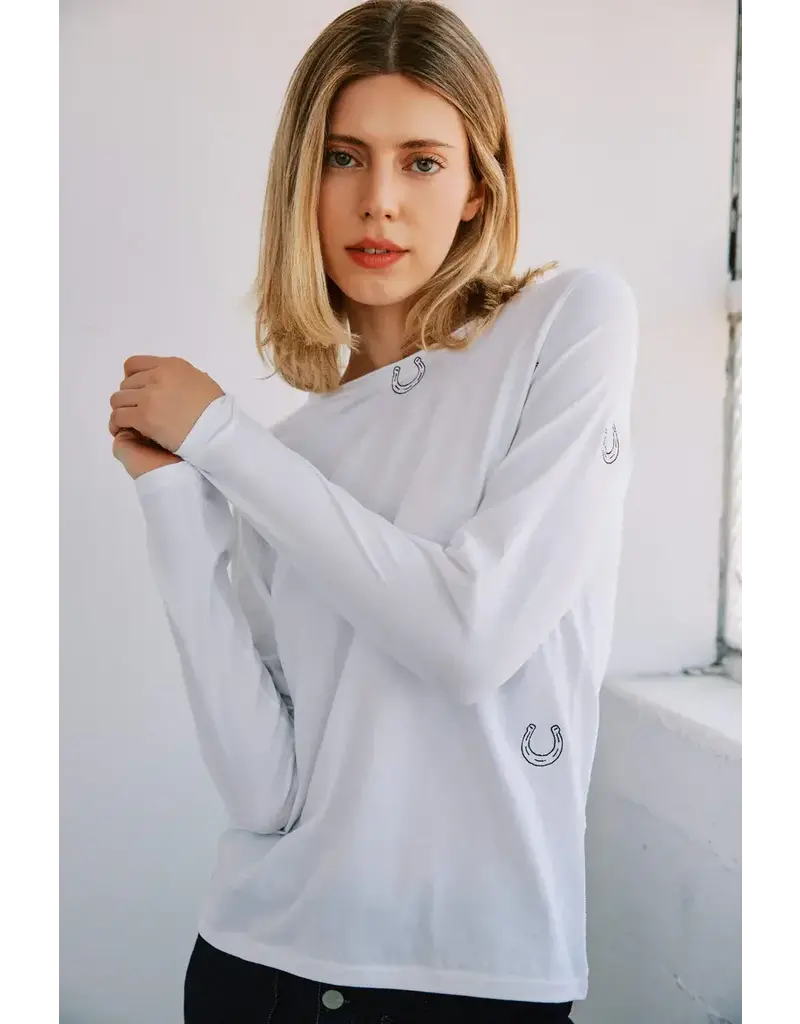 Catherinegee Embroidered Long Sleeve Cotton T-Shirt