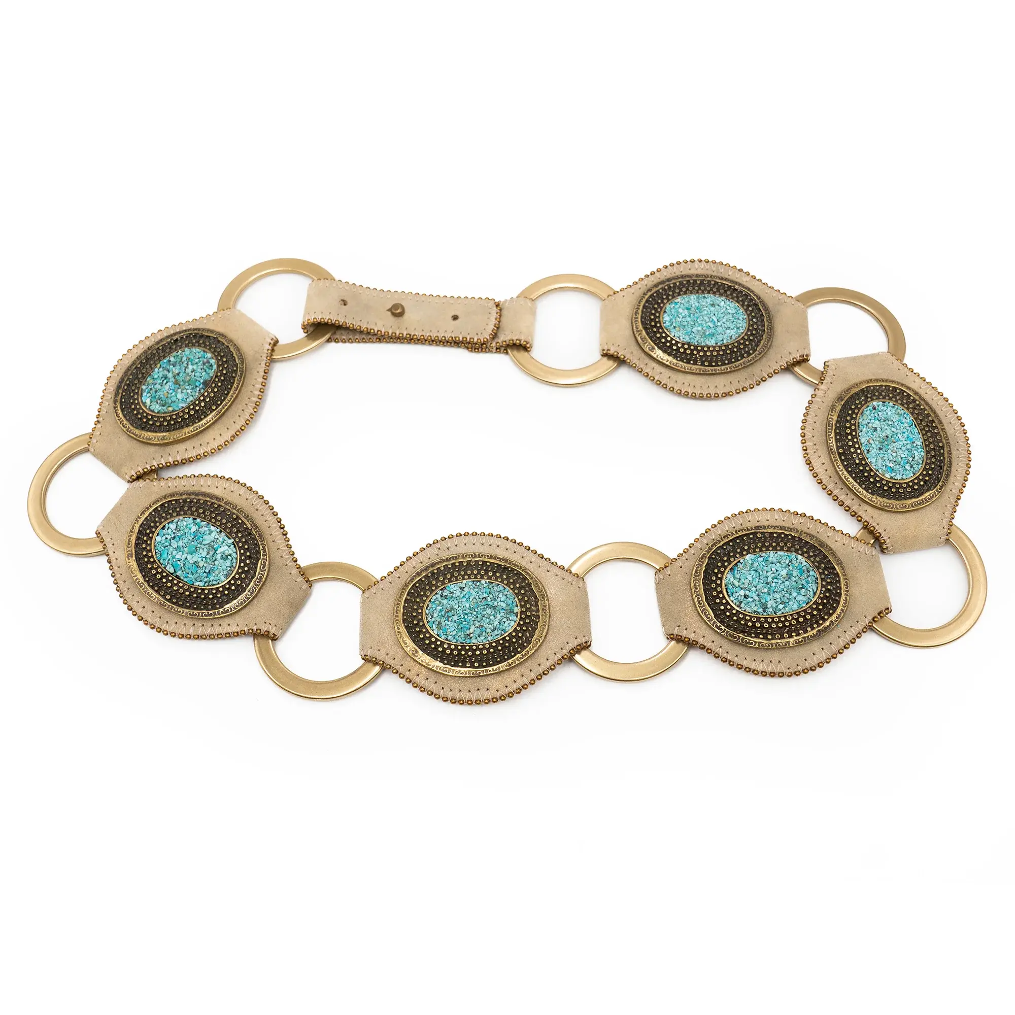 Streets Ahead Rings Belt w/ Turquoise