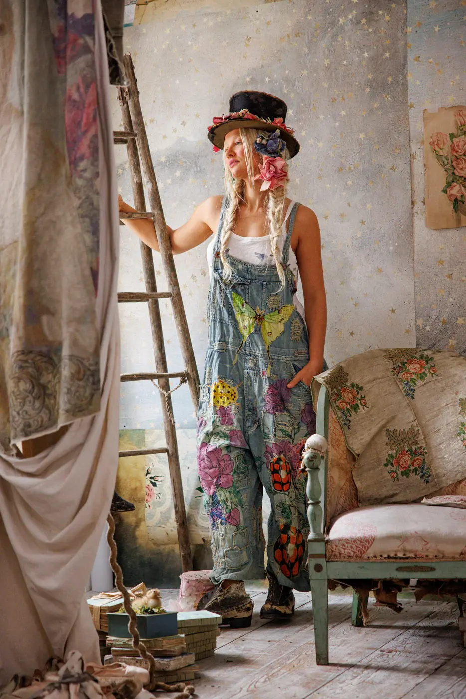 Magnolia Pearl Overalls 149 NG Benjamin Wide Leg, WI OS koc