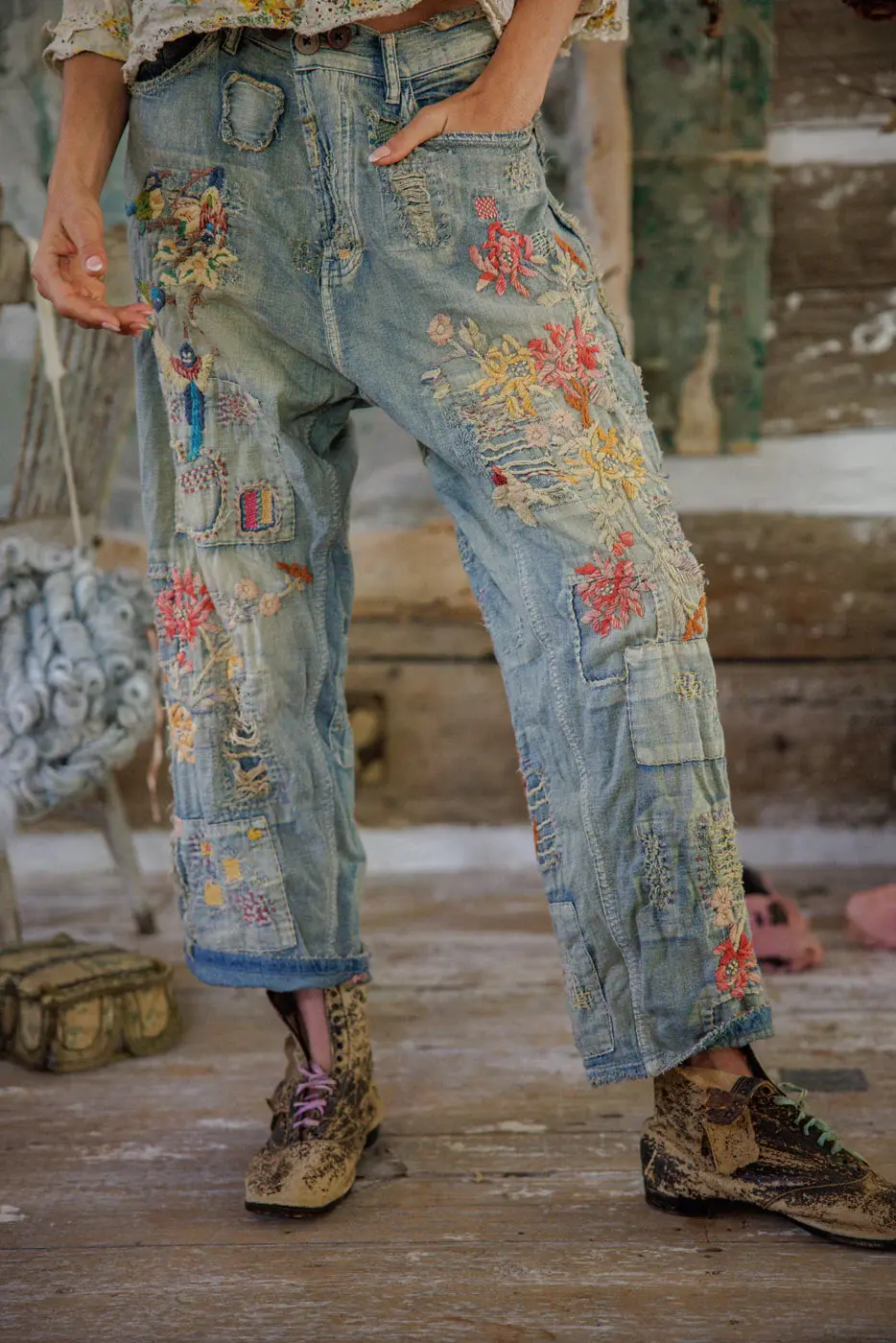Magnolia Pearl Pants 907 Hummingbird Miner, Faded Indigo OS koc