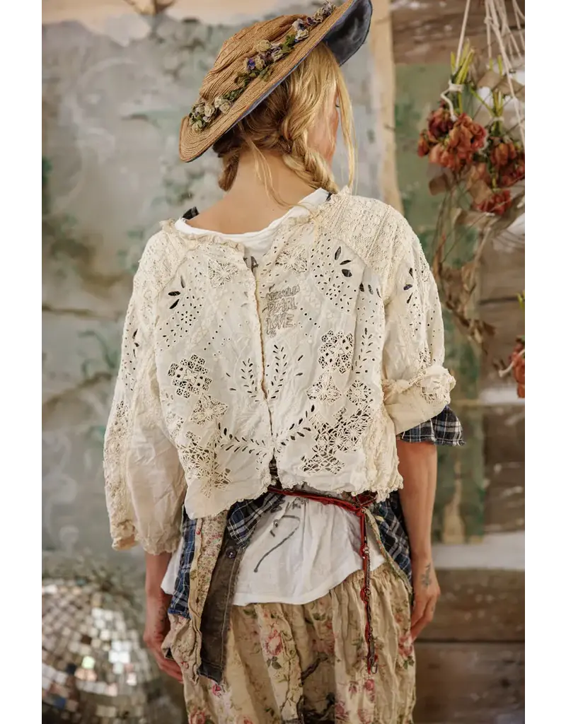 Magnolia Pearl Top 2260 Eyelet Adelise Blouse, Antique Wht OS koc