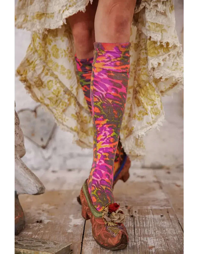 Magnolia Pearl Socks 183 Neon Leopard Over The Knee, Hairband