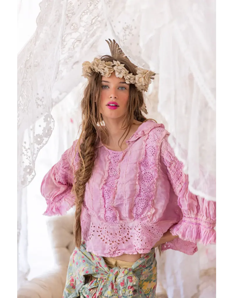 Magnolia Pearl Top 1567 Ramie Daisie Blouse, Purple Boba