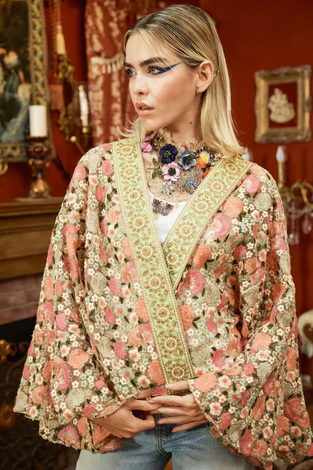 Aratta Nicole Kimono, Vintage Garden Floral OS