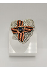 Denise Lee Robertson DLR - SS Heart w/ Copper Zia, Blue Topaz Ring 8