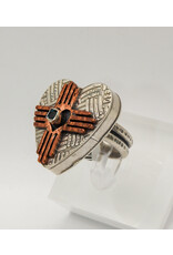 Denise Lee Robertson DLR - SS Heart w/ Copper Zia, Blue Topaz Ring 8