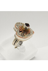 Denise Lee Robertson DLR - Heart w/ Garnet,  Marriage of Metals Hollow Form Ring 7.5
