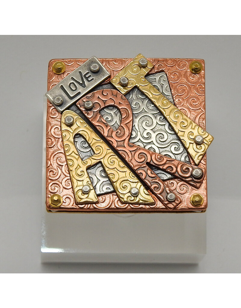 Denise Lee Robertson DLR - "LOVE ART" Mixed Metals Ring 7.5