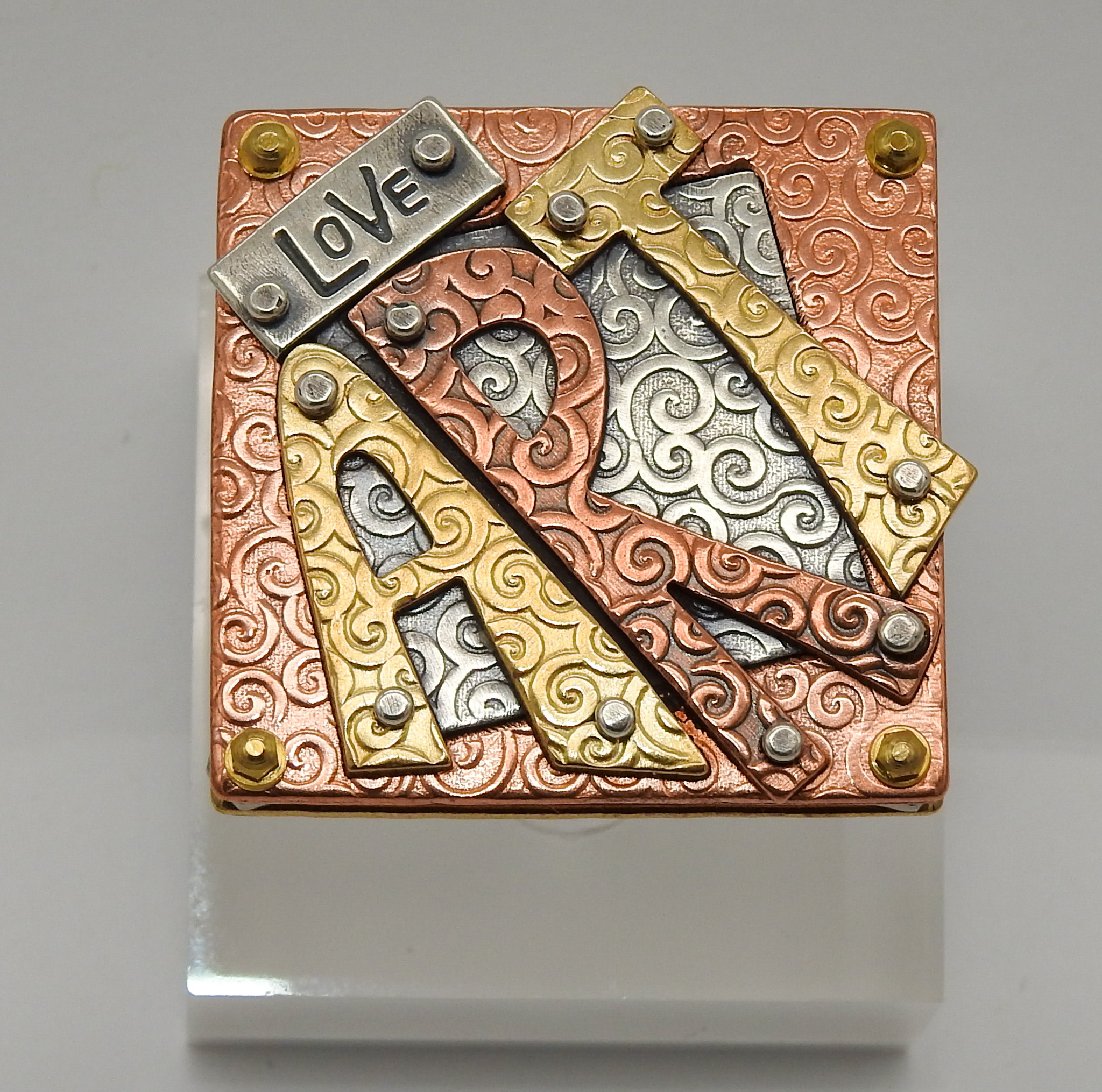 Denise Lee Robertson DLR - "LOVE ART" Mixed Metals Ring 7.5