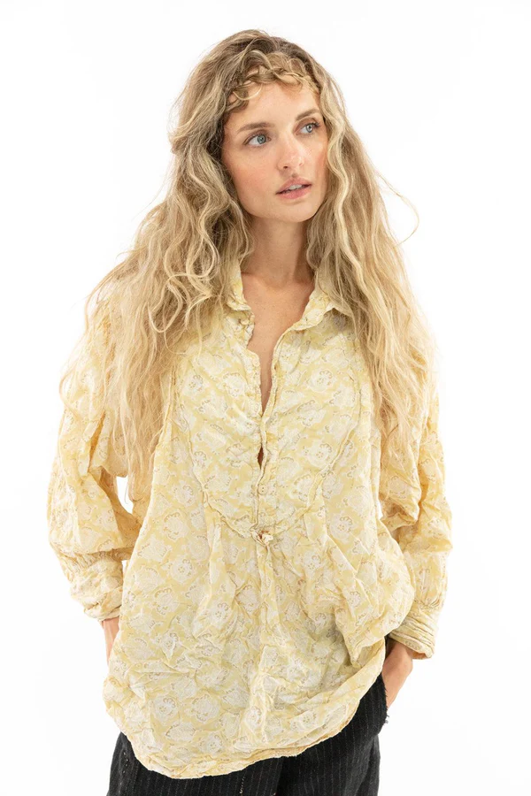 Magnolia Pearl Top 1123 Blockprint Tora Shirt, Glow