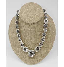 Ray Van Cleve RVC-N53  16" Sterling Silver Roses Necklace