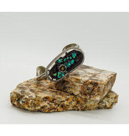 Denise Lee Robertson DLR9 Carved Turquoise w/ SP Spoon Bracelet