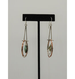 Denise Lee Robertson DLR - SS/Copper Hoop Dangle w/ Peruvian Opal Earrings