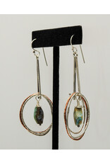 Denise Lee Robertson DLR - SS/Copper Hoop Dangle w/ Peruvian Opal Earrings