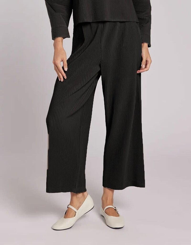 Wild Cosmos Vivian Double Knit Plisse' Pant Blk OS