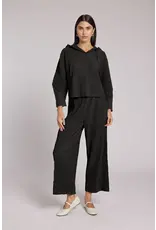 Wild Cosmos Vivian Hooded Double Knit Plisse' Pull Over Blk OS