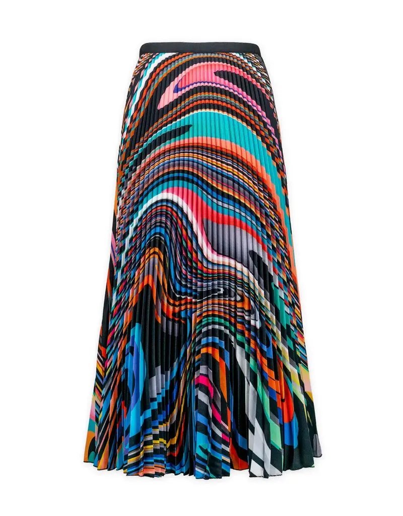 Wild Cosmos Emily Oli Paint Pleated Midi Skirt Multi Color OS