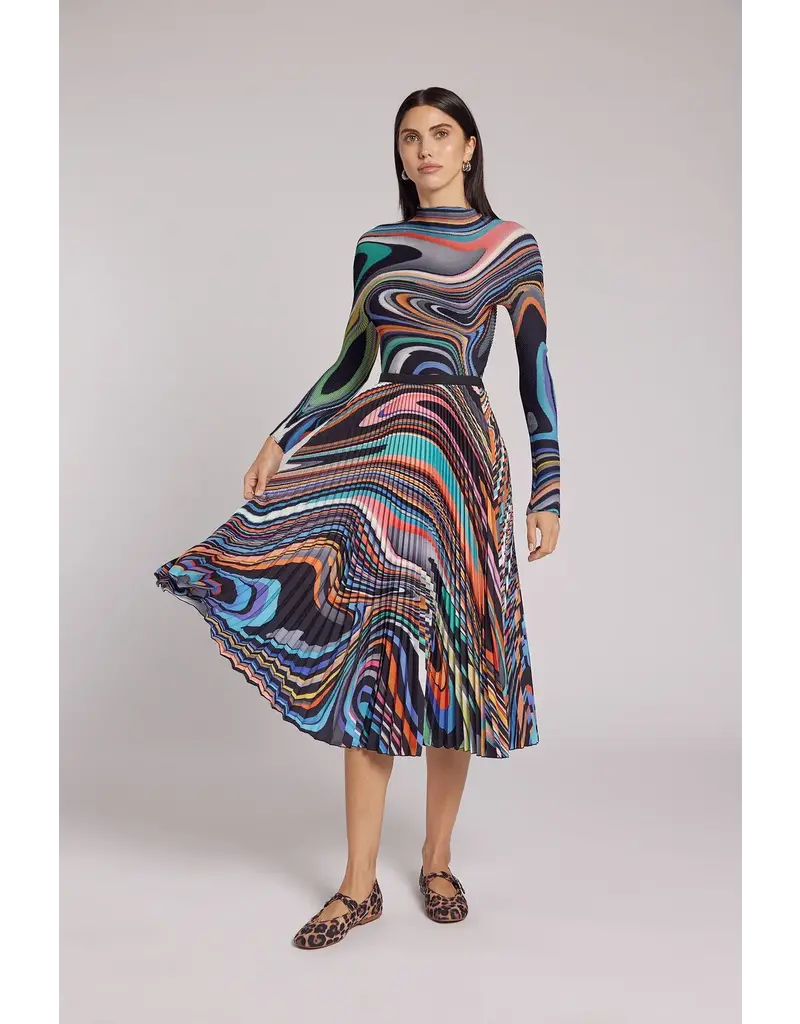 Wild Cosmos Emily Oli Paint Pleated Midi Skirt Multi Color OS