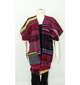 Wimberley Valley Saori KR3 Saori Weaving Mixed Berry Ruana