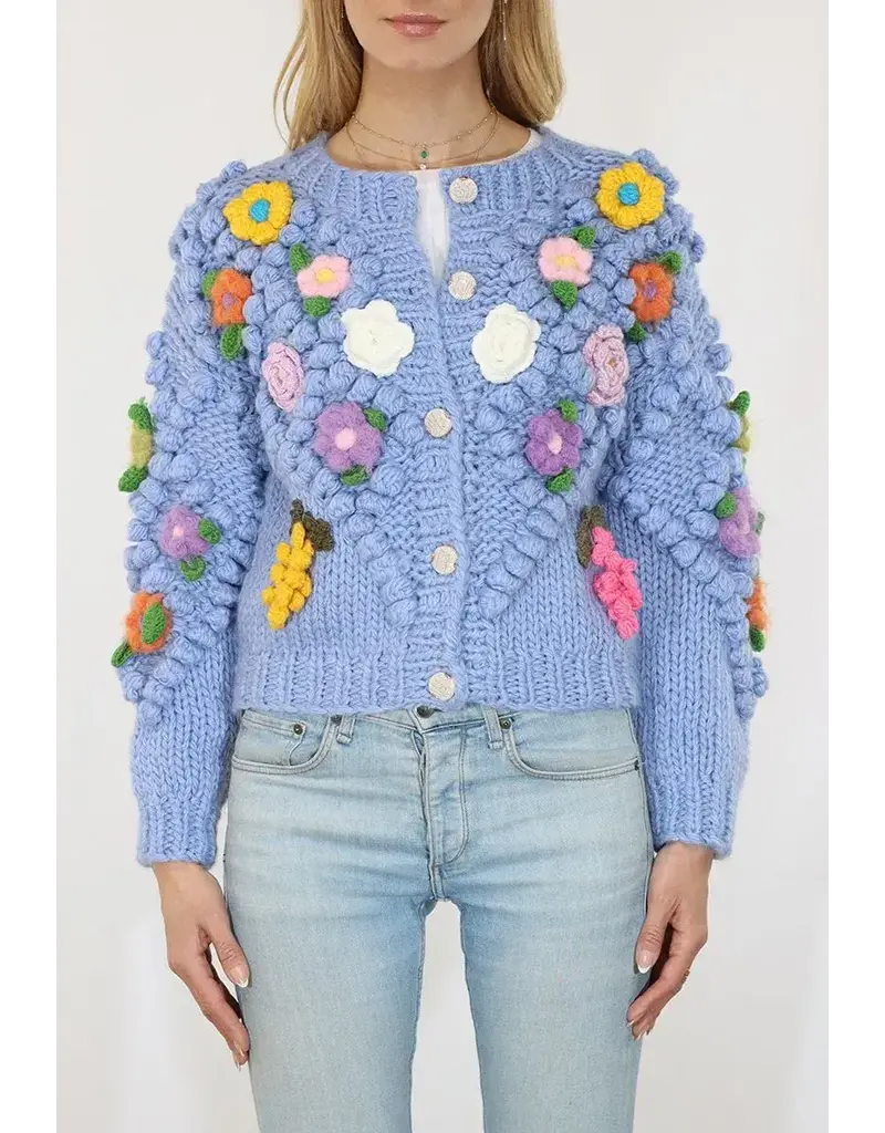 Metric L/S Cardigan w/ Popcorn Stitch Pattern