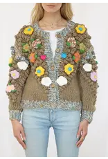 Metric L/S Cardigan w/ Popcorn Stitch Pattern