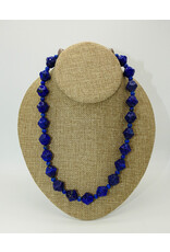 Pam Springall PS2-11 Carved Lapis (not dyed) Lotus Bud, SS clsp