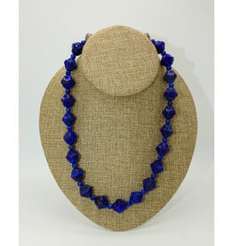 Pam Springall PS2-11 Carved Lapis (not dyed) Lotus Bud, SS clsp
