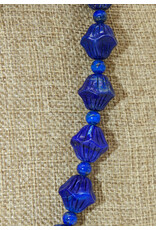 Pam Springall PS2-11 Carved Lapis (not dyed) Lotus Bud, SS clsp