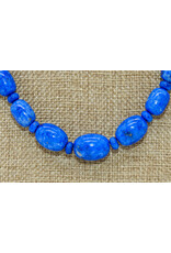 Pam Springall Graduated Lapis Barrels & Rondells Necklace