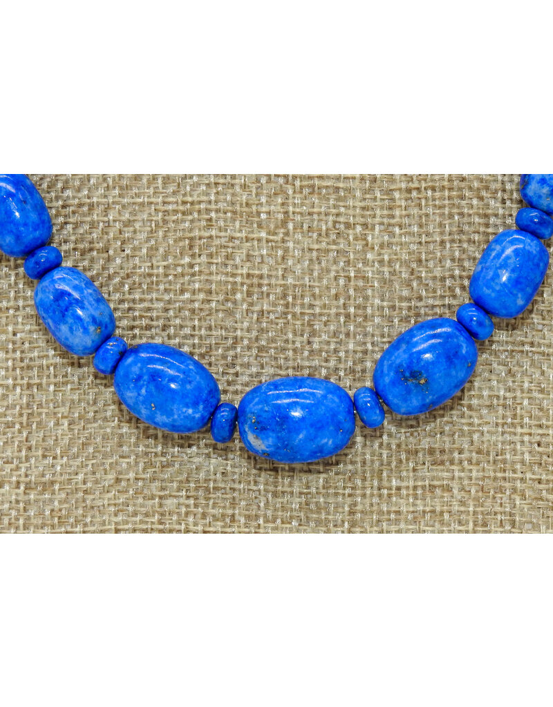 Pam Springall Graduated Lapis Barrels & Rondells Necklace