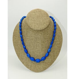 Pam Springall Graduated Lapis Barrels & Rondells Necklace