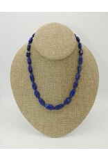 Pam Springall PS3-165C Faceted Nt'l Lapis Barrels, SS Clasp