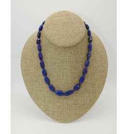 Pam Springall PS3-165C Faceted Nt'l Lapis Barrels, SS Clasp