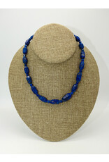 Pam Springall PS2-14 Faceted Lapis Barrels, SS Clasp