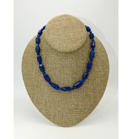 Pam Springall PS2-14 Faceted Lapis Barrels, SS Clasp