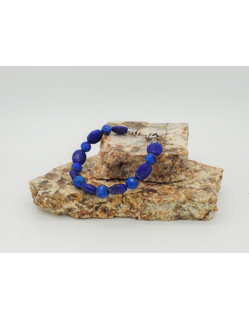 Pam Springall PS2-31 Faceted Lapis Ovals Bracelet