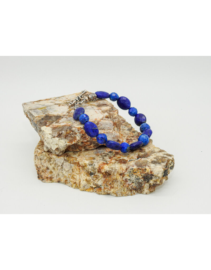 Pam Springall PS2-31 Faceted Lapis Ovals Bracelet