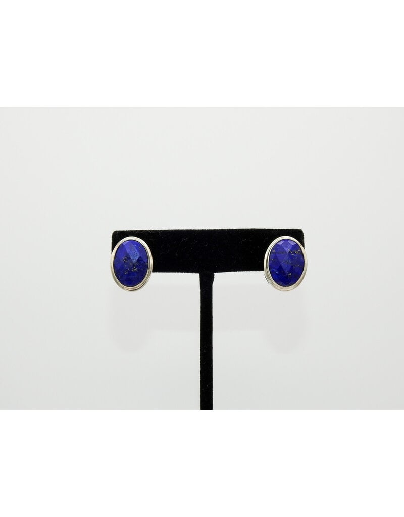 Shreve Saville SRS-E475 Faceted Lapis Oval Posts