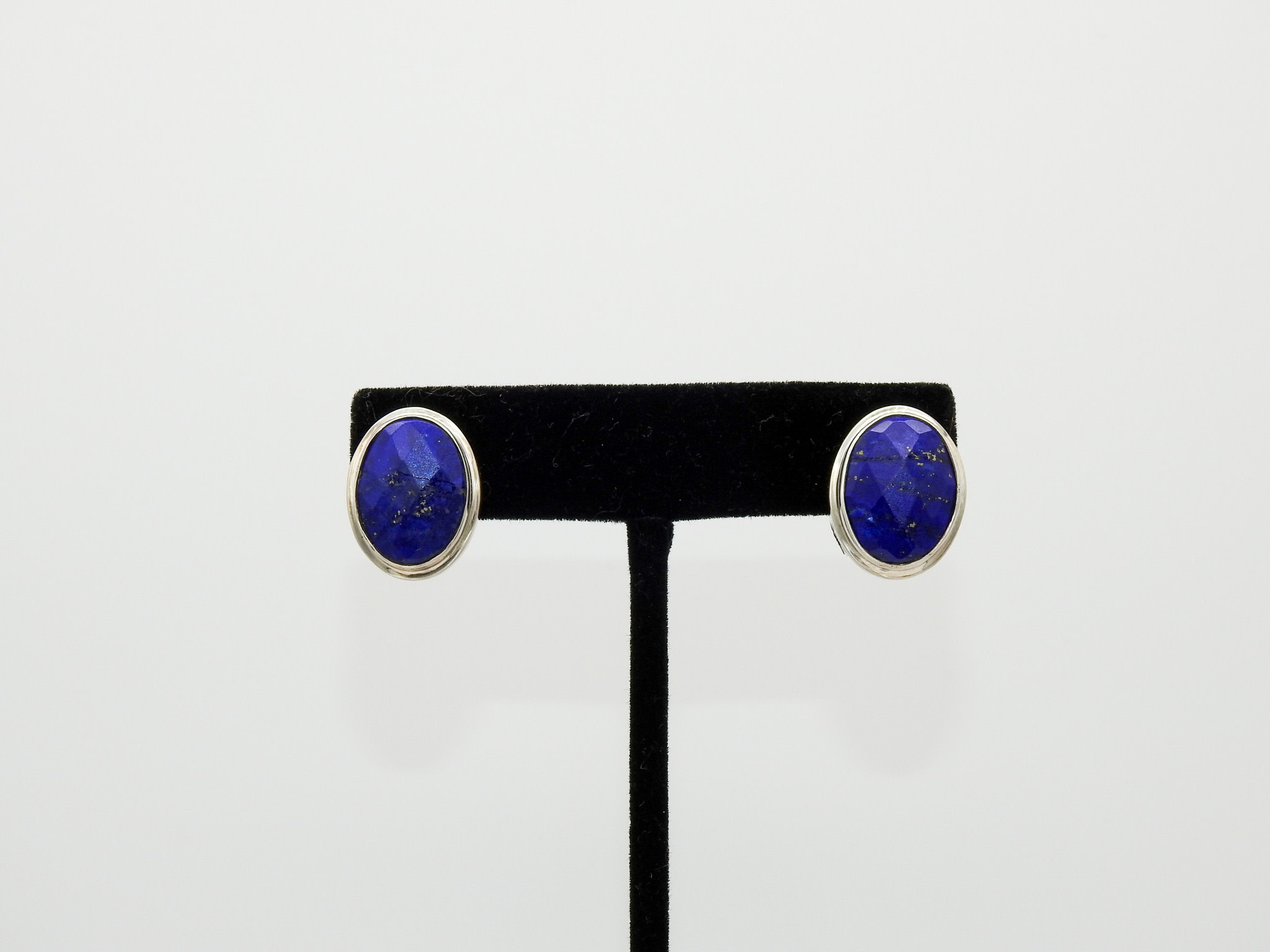 Shreve Saville SRS-E475 Faceted Lapis Oval Posts