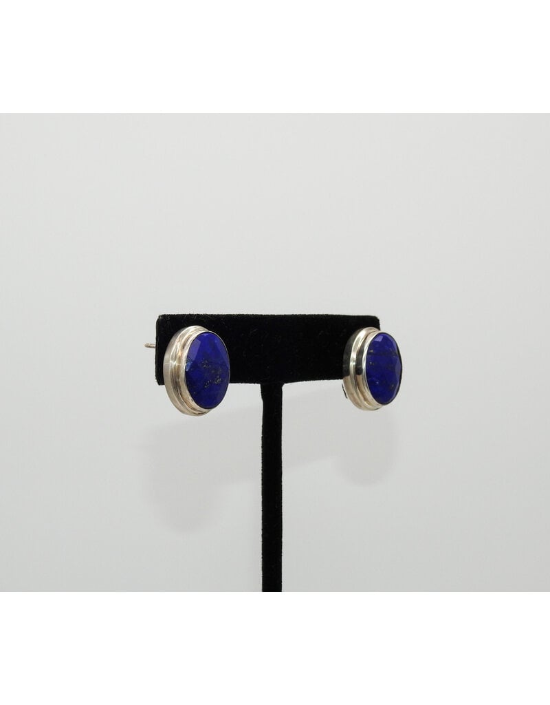 Shreve Saville SRS-E475 Faceted Lapis Oval Posts