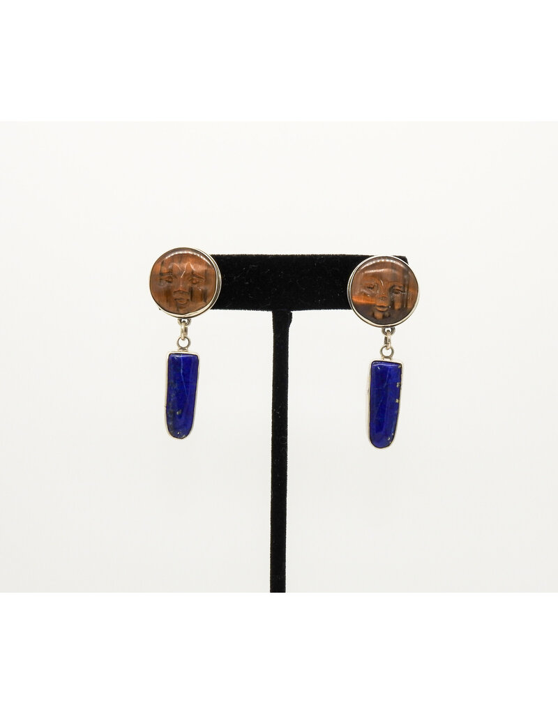 Judy Perlman JP-E189 Sterling Silver w/ Tiger Eye & Lapis