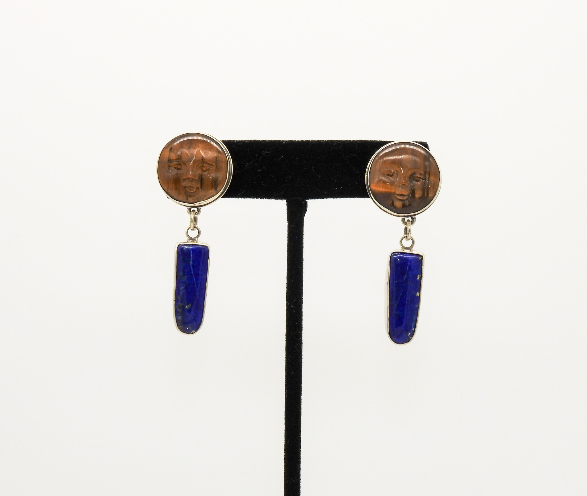 Judy Perlman JP-E189 Sterling Silver w/ Tiger Eye & Lapis