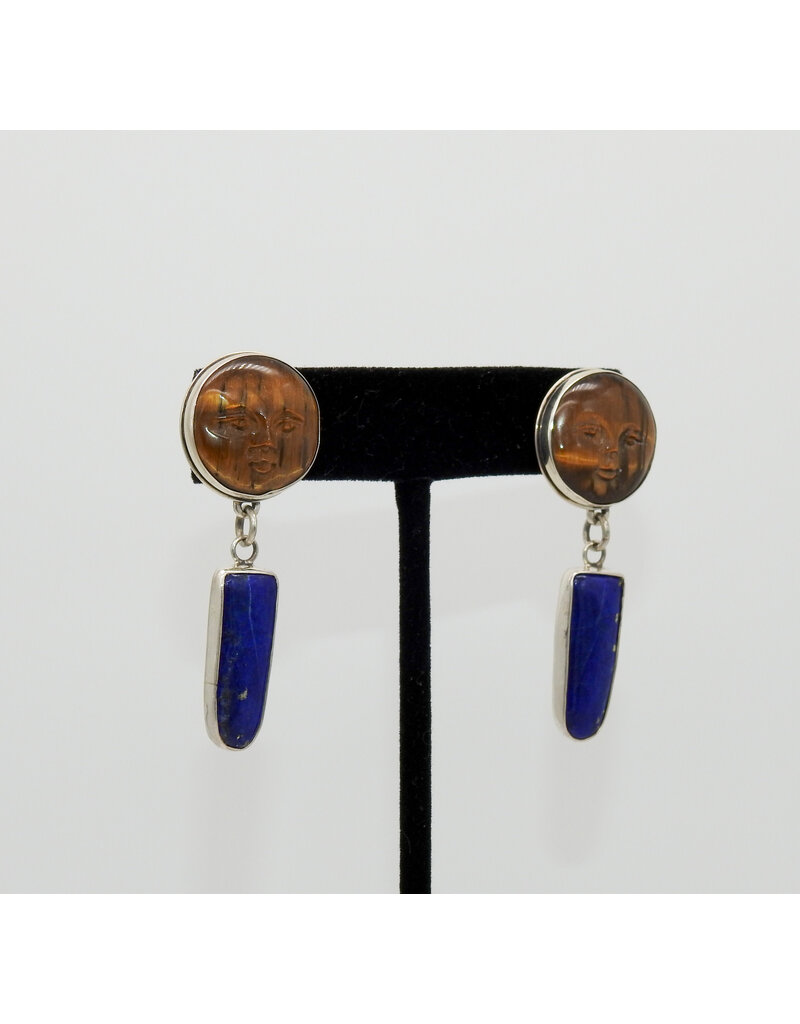 Judy Perlman JP-E189 Sterling Silver w/ Tiger Eye & Lapis