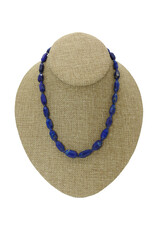 Pam Springall PS3-165C Faceted Nt'l Lapis Barrels, SS Clasp