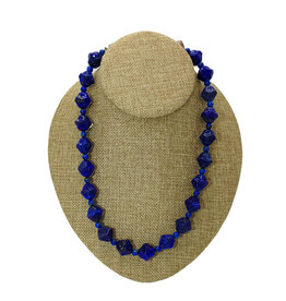 Pam Springall PS2-11 Carved Lapis (not dyed) Lotus Bud, SS clsp