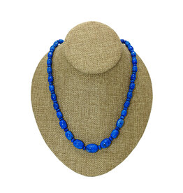 Pam Springall Graduated Lapis Barrels & Rondells Necklace