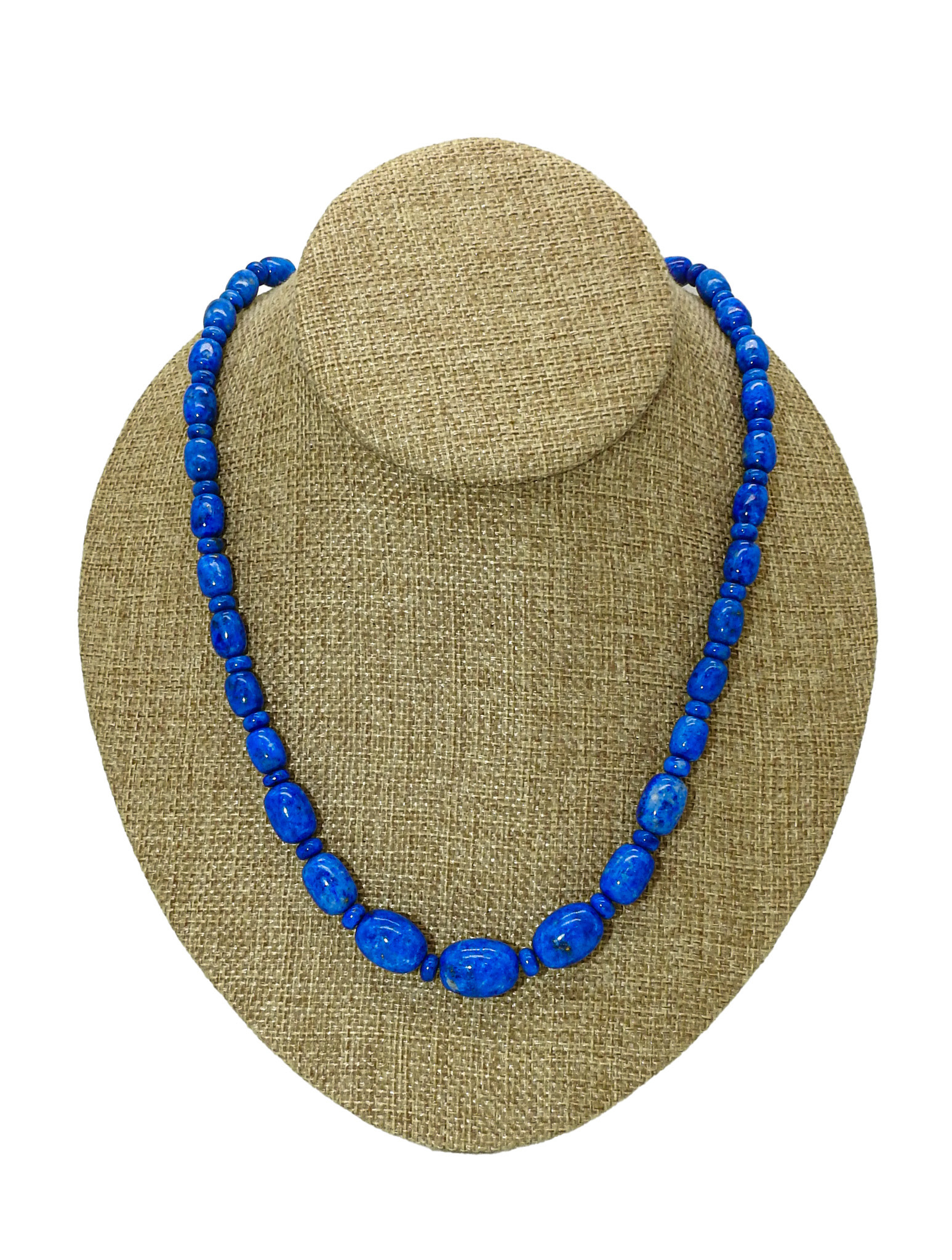 Pam Springall Graduated Lapis Barrels & Rondells Necklace