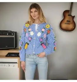 Metric L/S Cardigan w/ Popcorn Stitch Pattern